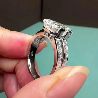Luxury 8.00 TCW emerald lab grown diamond engagement ring IGI certified baguette channel set double band bridal wedding ring elegant gift women