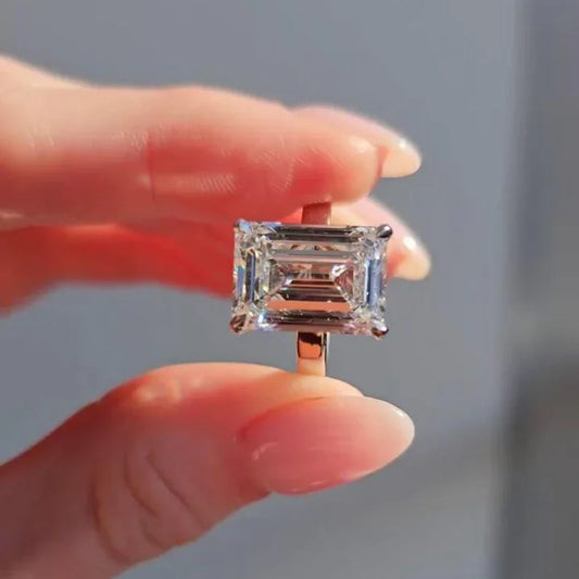 Fancy Yellow 8.00ct Emerald Lab Grown Diamond Engagement Ring IGI Certified White Gold Setting, Emerald cut bridal wedding ring, luxury gift