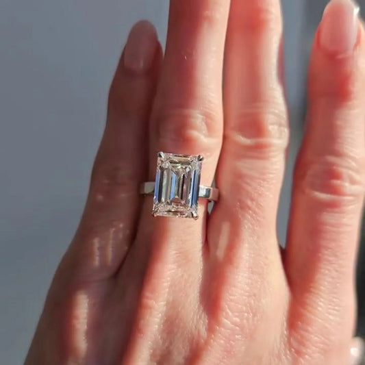 8.00ct Emerald Lab Grown Diamond Engagement Ring IGI Certified White Gold Setting, Emerald Cut bridal ring, luxury wedding jewelry, anniversary gift