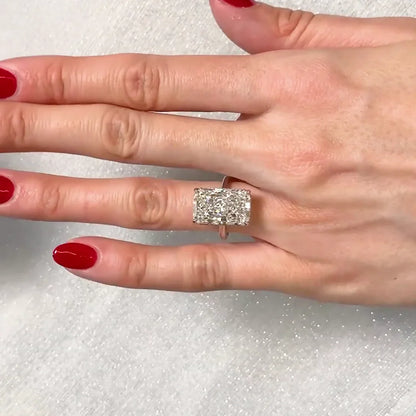 8.10 TCW Radiant Lab Grown Diamond Ring IGI Certified Hidden Halo Design, Engagement Ring, Bridal Wedding Ring, Luxury Jewelry Anniversary Gift