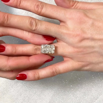 Fancy Radiant 8.10 TCW Lab Grown Diamond Engagement Ring IGI Certified Hidden Halo design, bridal wedding ring, luxury jewelry, anniversary gift