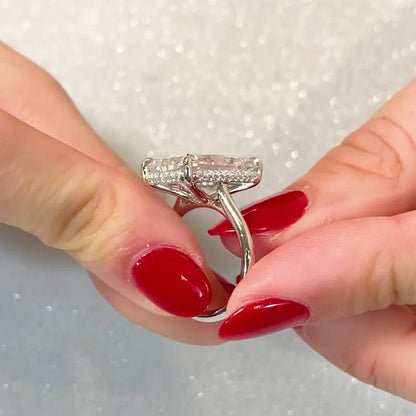8.10 TCW Radiant Lab Grown Diamond Engagement Ring | Hidden Halo Design | IGI Certified 