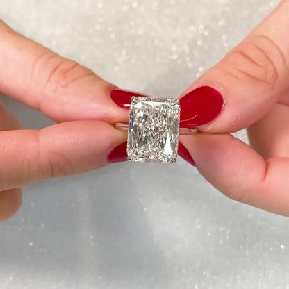 8.10 TCW Radiant Lab Grown Diamond Engagement Ring | Hidden Halo Design | IGI Certified 