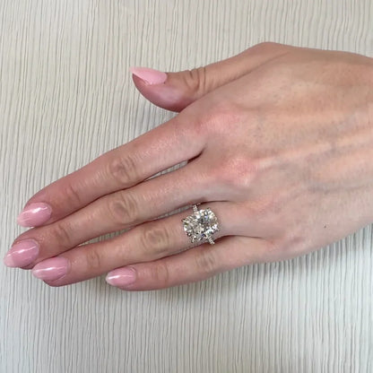 8.50 TCW Cushion Lab Diamond Engagement Ring IGI Certified Cathedral Setting Hidden Halo Bridal Wedding Ring Elegant Luxury Jewelry Gift for Her