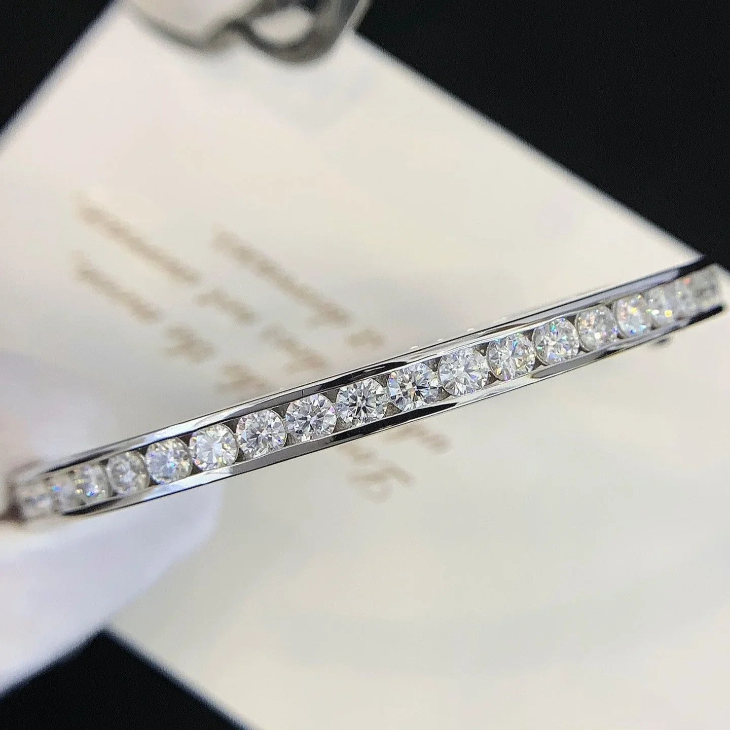 8.50tcw Round Lab Diamond Bangle Bracelet | White Gold | D-E-F VVS–VS | IGI Certified 