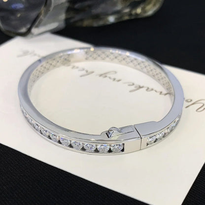 8.50tcw Round Lab Diamond Bangle Bracelet | White Gold | D-E-F VVS–VS | IGI Certified 