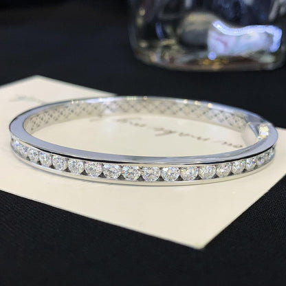 8.50tcw Round Lab Diamond Bangle Bracelet | White Gold | D-E-F VVS–VS | IGI Certified 