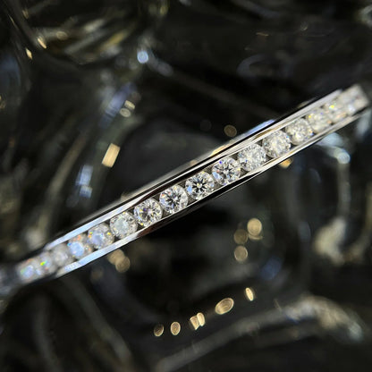 8.50tcw Round Lab Diamond Bangle Bracelet | White Gold | D-E-F VVS–VS | IGI Certified 