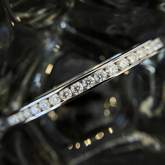 8.50tcw Round Lab Diamond Bangle Bracelet | White Gold | D-E-F VVS–VS | IGI Certified 