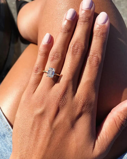 Luxury 8ct radiant lab grown diamond solitaire engagement ring contemporary bridal style wedding ring and heartfelt promise gift for special occasions