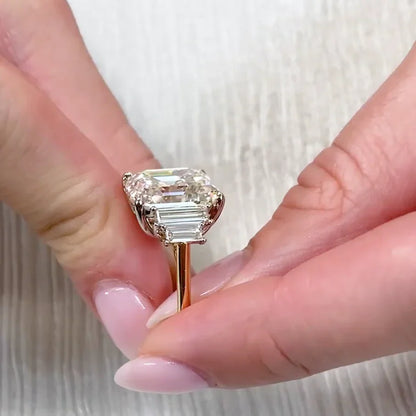 9.50 TCW Asscher Lab Grown Diamond Engagement Ring | Five Stone Ring | IGI Certified 