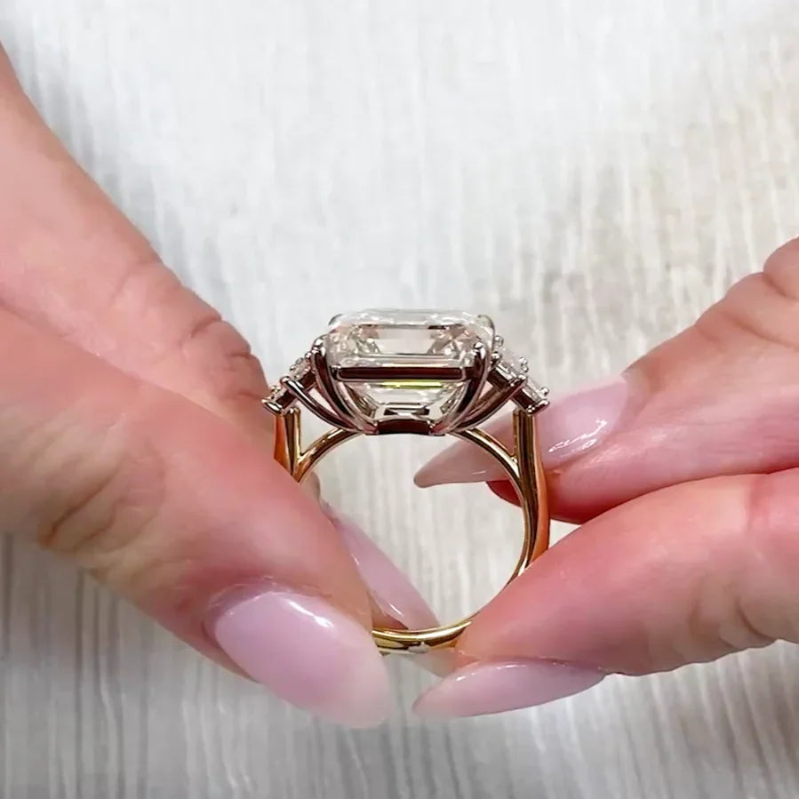 9.50 TCW Asscher Lab Grown Diamond Engagement Ring | Five Stone Ring | IGI Certified 