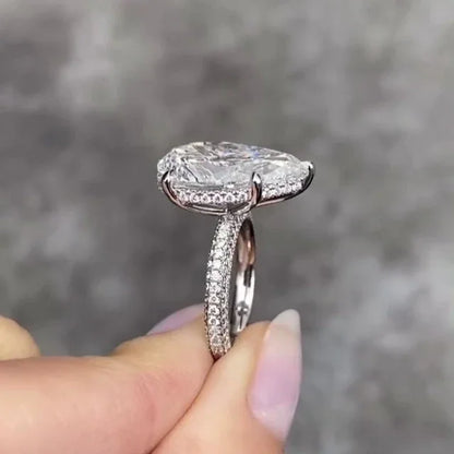 9.70 TCW Pear Lab Grown Diamond Engagement Ring | Hidden Halo Ring | IGI Certified 