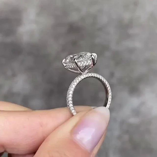 9.70 TCW Pear Lab Grown Diamond Engagement Ring | Hidden Halo Ring | IGI Certified 