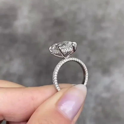 9.70 TCW Pear Lab Grown Diamond Engagement Ring | Hidden Halo Ring | IGI Certified 