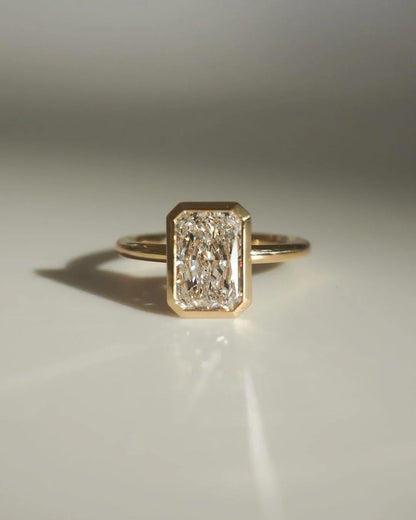 9ct Radiant Full Bezel Lab Grown Diamond Ring Affordable Bridal Jewelry for Women Engagement Wedding Ring Elegant Modern Fine Jewelry Gift