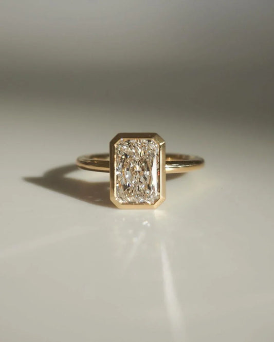 9ct Radiant Full Bezel Lab Grown Diamond Ring Affordable Bridal Jewelry for Women Engagement Wedding Ring Elegant Modern Fine Jewelry Gift