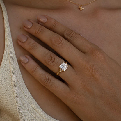 5ct Princess Cut Center & Both Side Round Cut Tiny Lab Grown Diamond Ring Classic  diamond solitaire on a sleek gold band, highlighted on a manicured hand, perfect for wedding and engagement themes. diamond ring, gold engagement ring, luxury bridal jewelry, wedding accessories YouTube Amazon Facebook Weather Google Gmail Wordless WhatsApp Web Translate News blog post ring ceremony Article Life Money 2025 design Ring Ceremony Diamond Shape Diamond Ring Surat Diamond India Market Diamond Ring for Her Diamond 