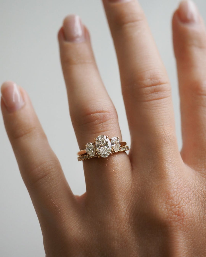 1.5ct Oval cut Trio Lab Grown Diamond Ring Classic Engagement Ring, Anniversary Gift and Promise Ring for Her