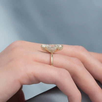 3.0ct Marquise Cut Lab grown Diamond Solitaire Ring With Hidden Halo