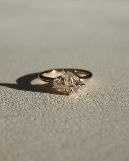 2.0TCW Duet Pear Toi Et Moi lab Grown Diamond Ring Engagement Ring, Wedding Ring, Surprise Gift For Her