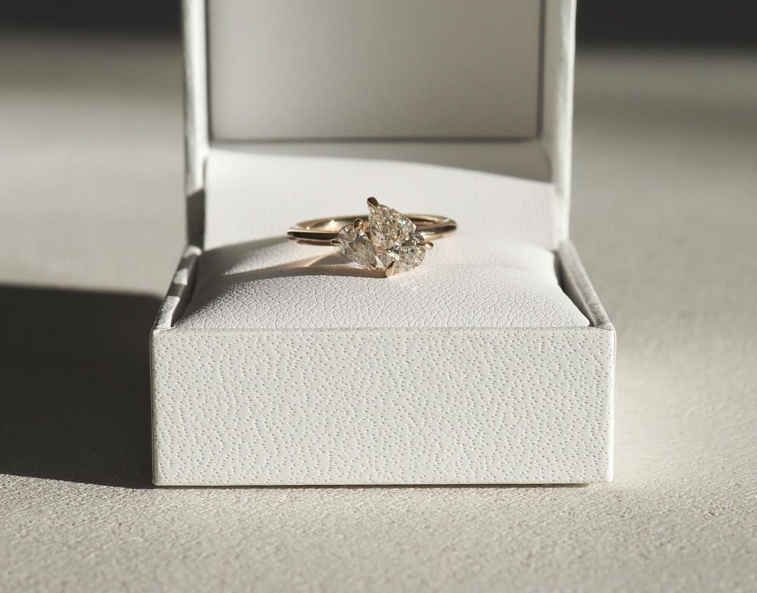 2.0TCW Duet Pear Toi Et Moi lab Grown Diamond Ring Engagement Ring, Wedding Ring, Surprise Gift For Her