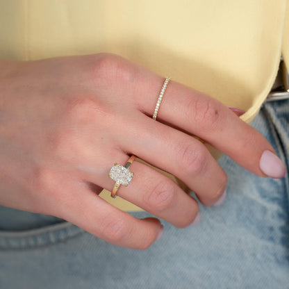 2.0ct Cushion Cut Lab grown Diamond Engagement Ring Hidden Halo IGI Certified