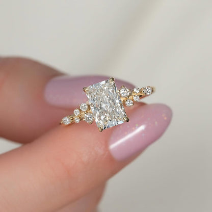 2.0ct Radiant Cut Lab Grown Diamond Engagement Ring Share Prong & Hidden Halo IGI Certified