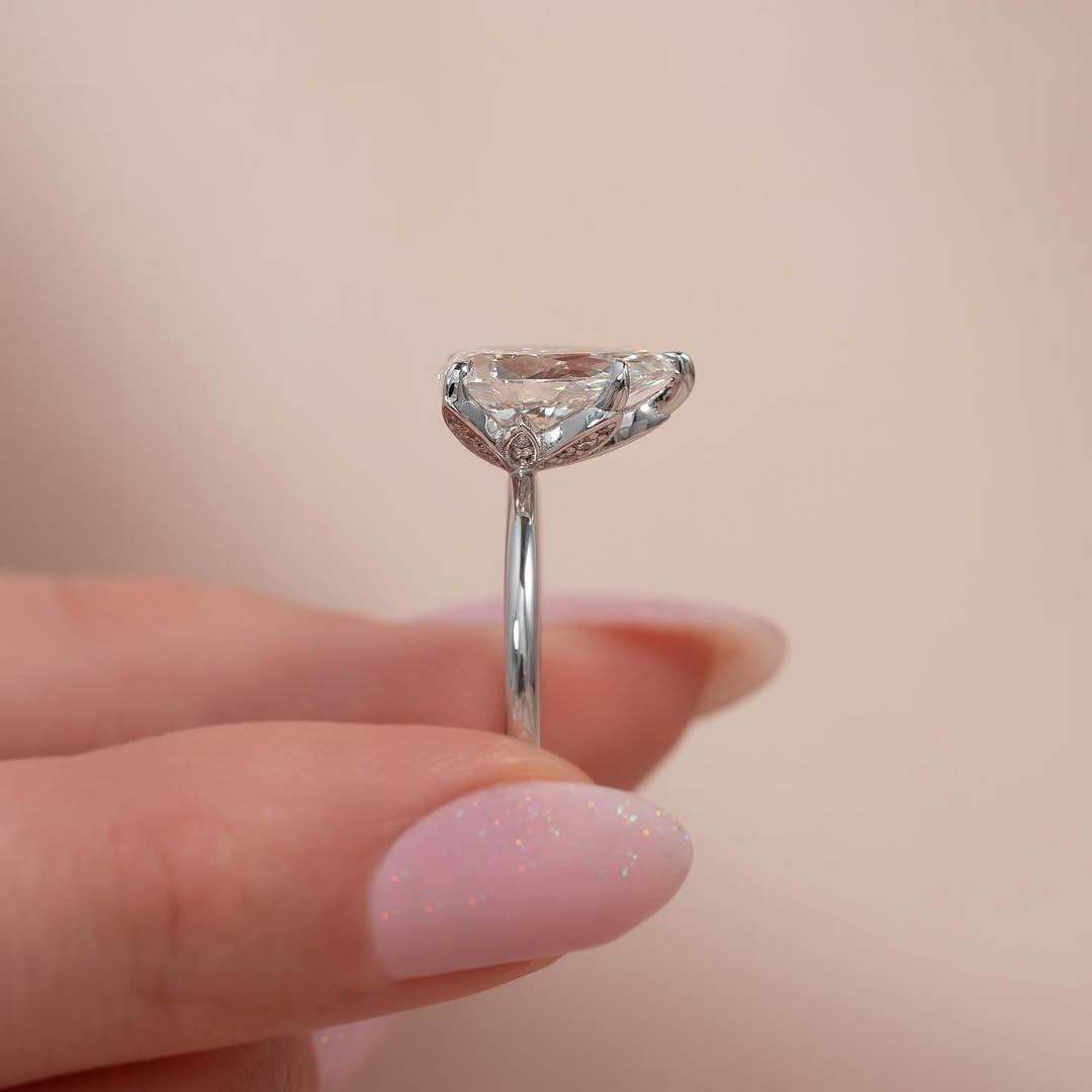 2.50ct Pear Cut Lab Grown Diamond Solitaire Ring With Hidden Halo