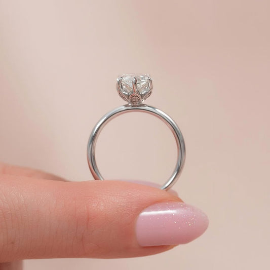 2.50ct Pear Cut Lab Grown Diamond Engagement Ring Hidden Halo IGI Certified