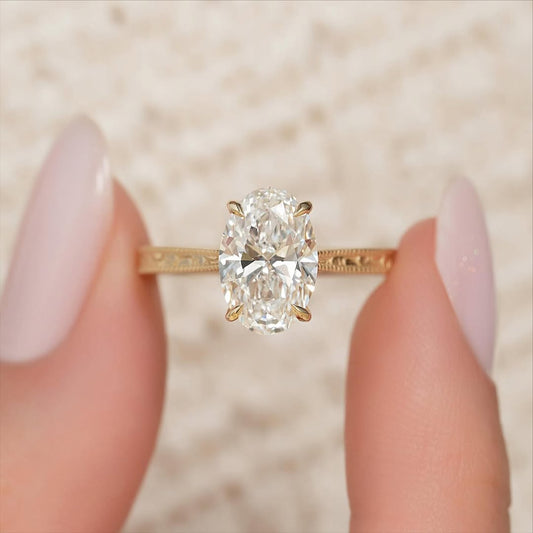 2.5c Oval Cut Lab Grown Diamond Solitaire Ring With Hidden Halo