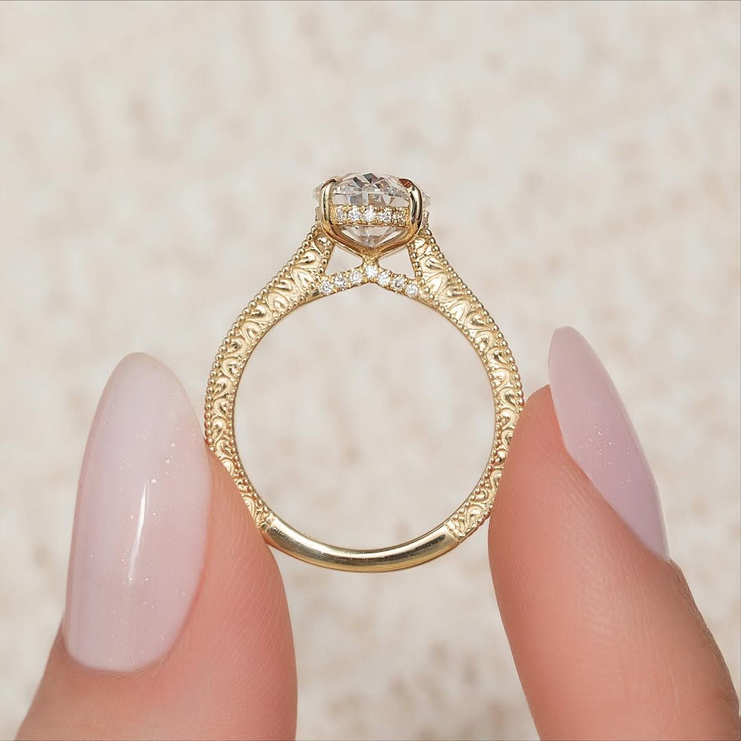 2.5c Oval Cut Lab Grown Diamond Solitaire Ring With Hidden Halo