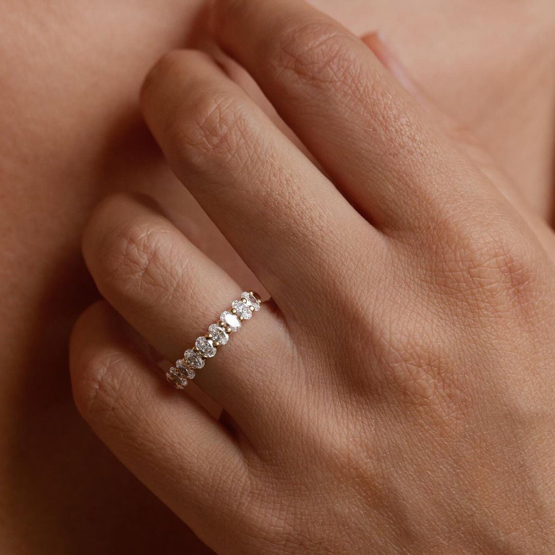 1.50ct Oval Cut Half Eternity Lab Grown Diamond Ring