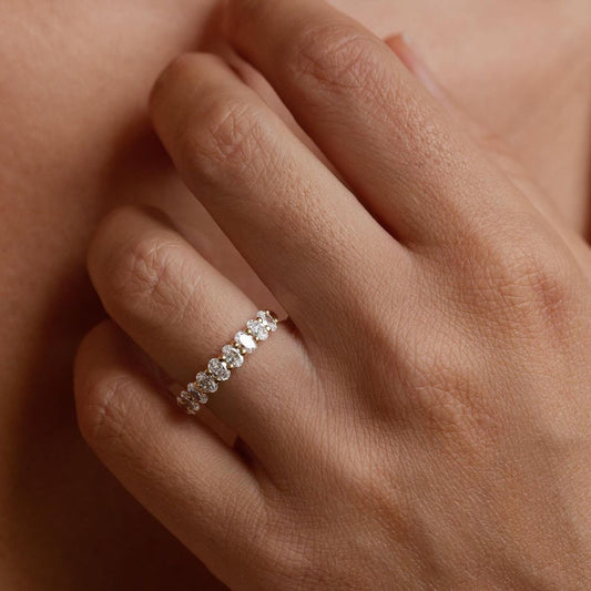 1.50ct Oval Cut Half Eternity Lab Grown Diamond Ring