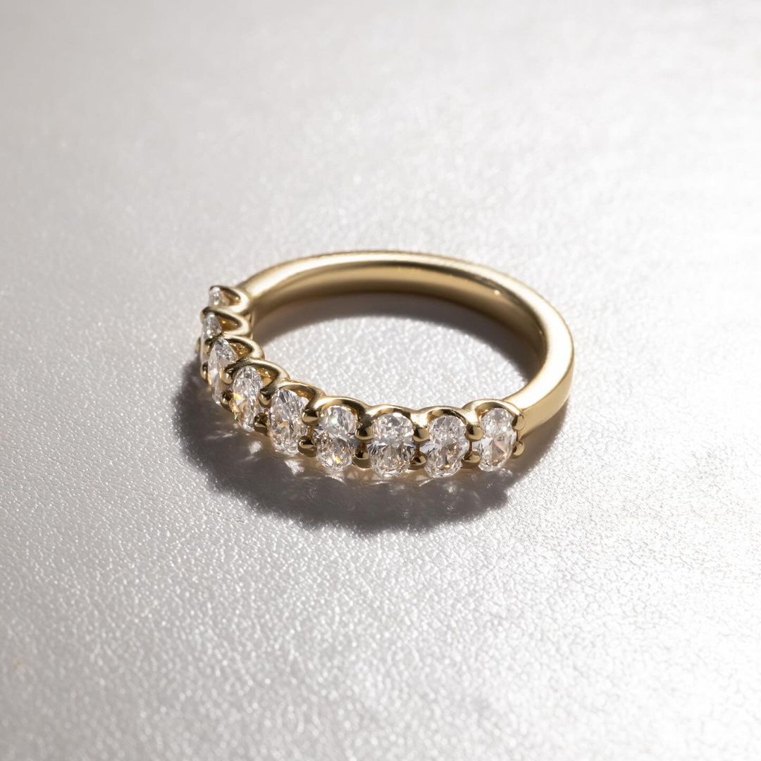 1.50ct Oval Cut Half Eternity Lab Grown Diamond Ring