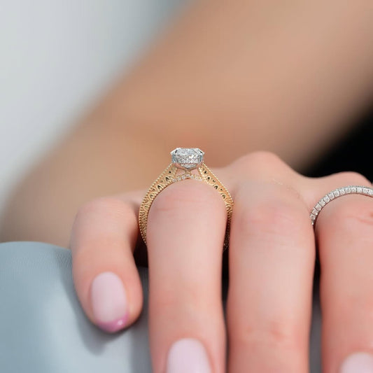 2.0ct Oval Cut Lab grown Diamond Solitaire Ring With Hidden Halo