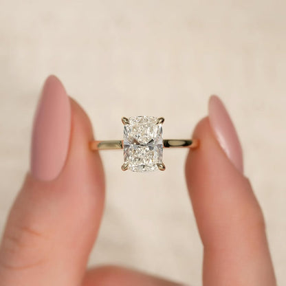 3.0ct Cushion Cut Lab grown Diamond Solitaire Ring With Hidden Halo