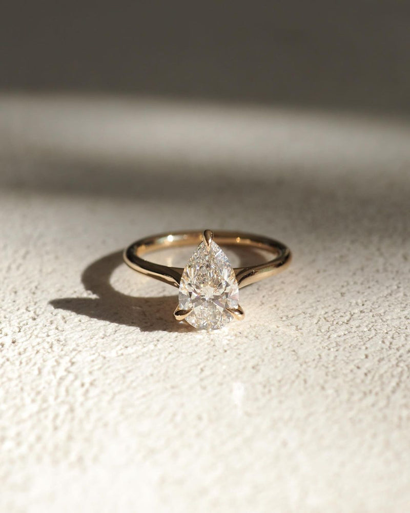 4ct Pear Cut Three Claw Lab Grown Diamond Solitaire Ring Engagement Ring and wedding Ring and Birthday Gift For Her/ Wife