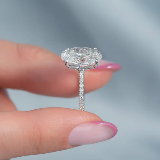 5.0ct Oval Cut Lab grown Diamond Solitaire Ring with Pave Band