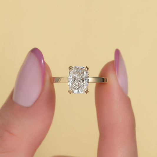 2.0ct Cushion Cut Lab grown Diamond Solitaire Ring With Hidden Halo