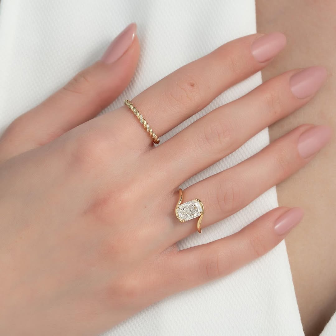 2.0ct Cushion Cut Lab Grown Diamond Solitaire Ring With Bypass Shank