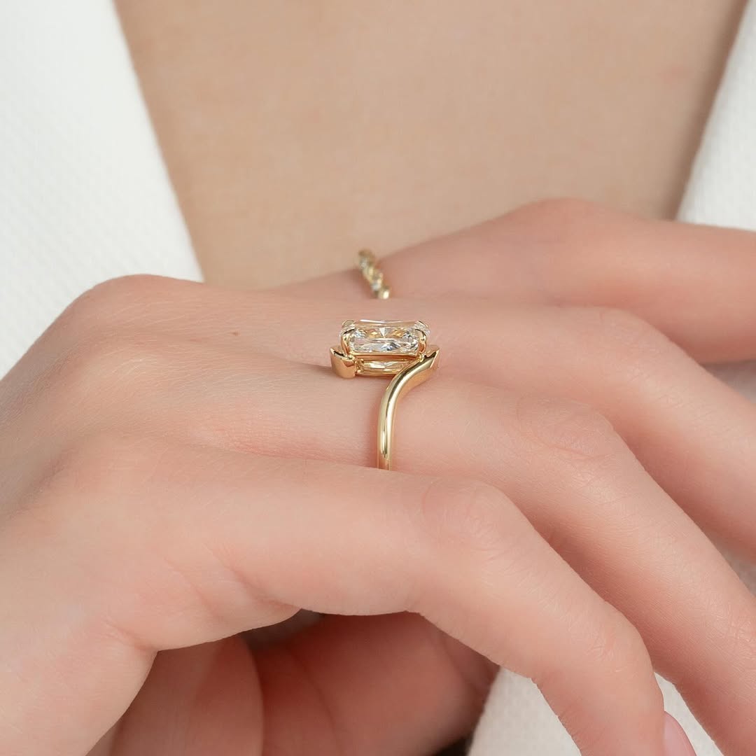 2.0ct Cushion Cut Lab Grown Diamond Solitaire Ring With Bypass Shank