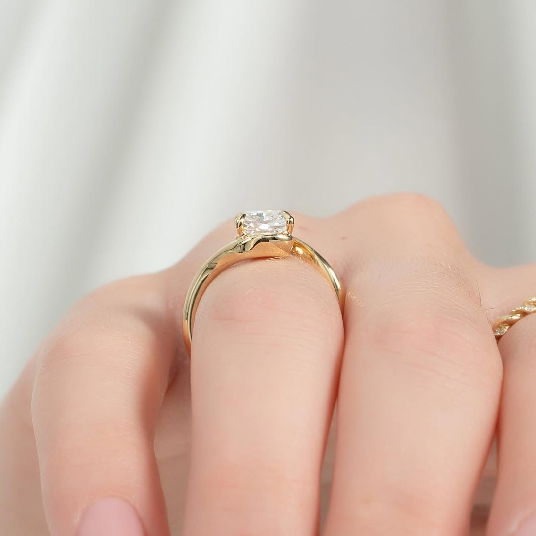 2.0ct Cushion Cut Lab Grown Diamond Solitaire Ring With Bypass Shank