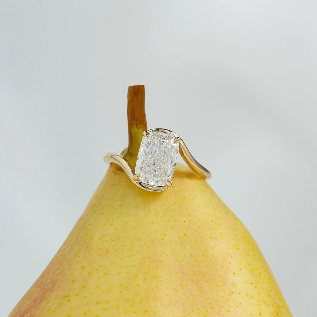 2.0ct Cushion Cut Lab Grown Diamond Solitaire Ring With Bypass Shank