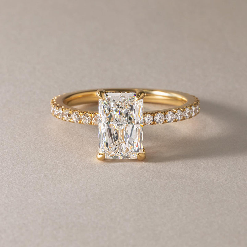 7.0ct Radiant Cut Juliette Setting with Hidden Halo Lab grown Diamond Ring Luxurious diamond Ring, Wedding Ring, Anniversary and Promise Ring For Her