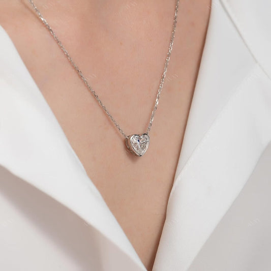 pendant set with a 2.5 carat Heart cut diamond in white gold