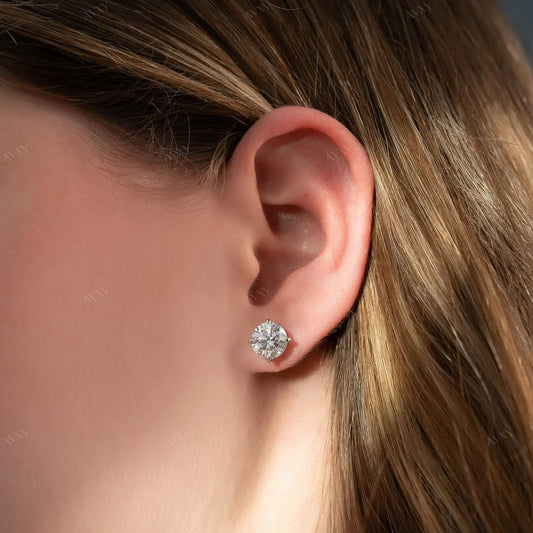 The 4 CTW Basket Stud Earrings set with Round cut diamonds