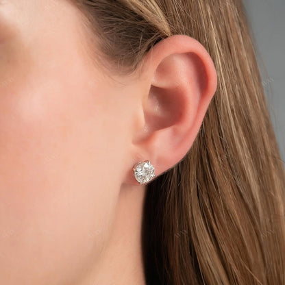 The 4 CTW Basket Stud Earrings set with Round cut diamonds