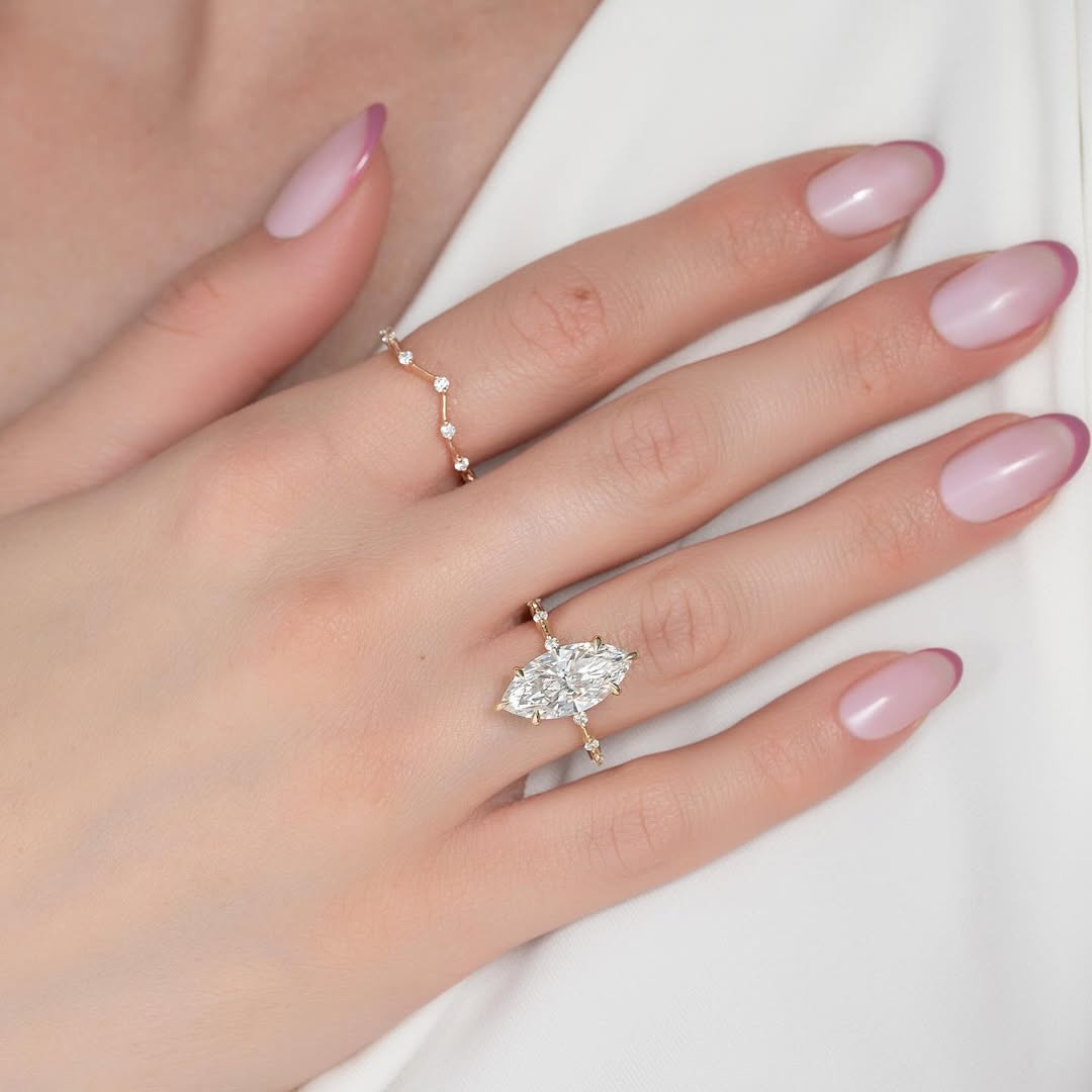 3.50ct Marquise Cut Lab grown Diamond Solitaire Ring With Hideen Halo and Share Prong