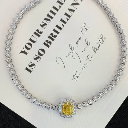 Cushion 1.80tcw Fancy Yellow Lab Grown Diamond Round White Halo Side Stone Bracelet, VS Clarity, IGI Certified Bracelet 